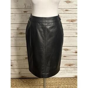 Vintage Valerie Separates classic mob wife black leather pencil skirt Size 4